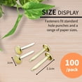 thumbnail image 2 of BAZIC Brass Plated Fasteners 1 Inch, Round Head Paper Fastener Brads (100/Pack), 2-Pack, 2 of 6