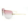 thumbnail image 3 of Rimless Oversized Curved Oceanic Lens Leopard Jewel Arm Sunglasses Gold - Burgundy Black, 3 of 4
