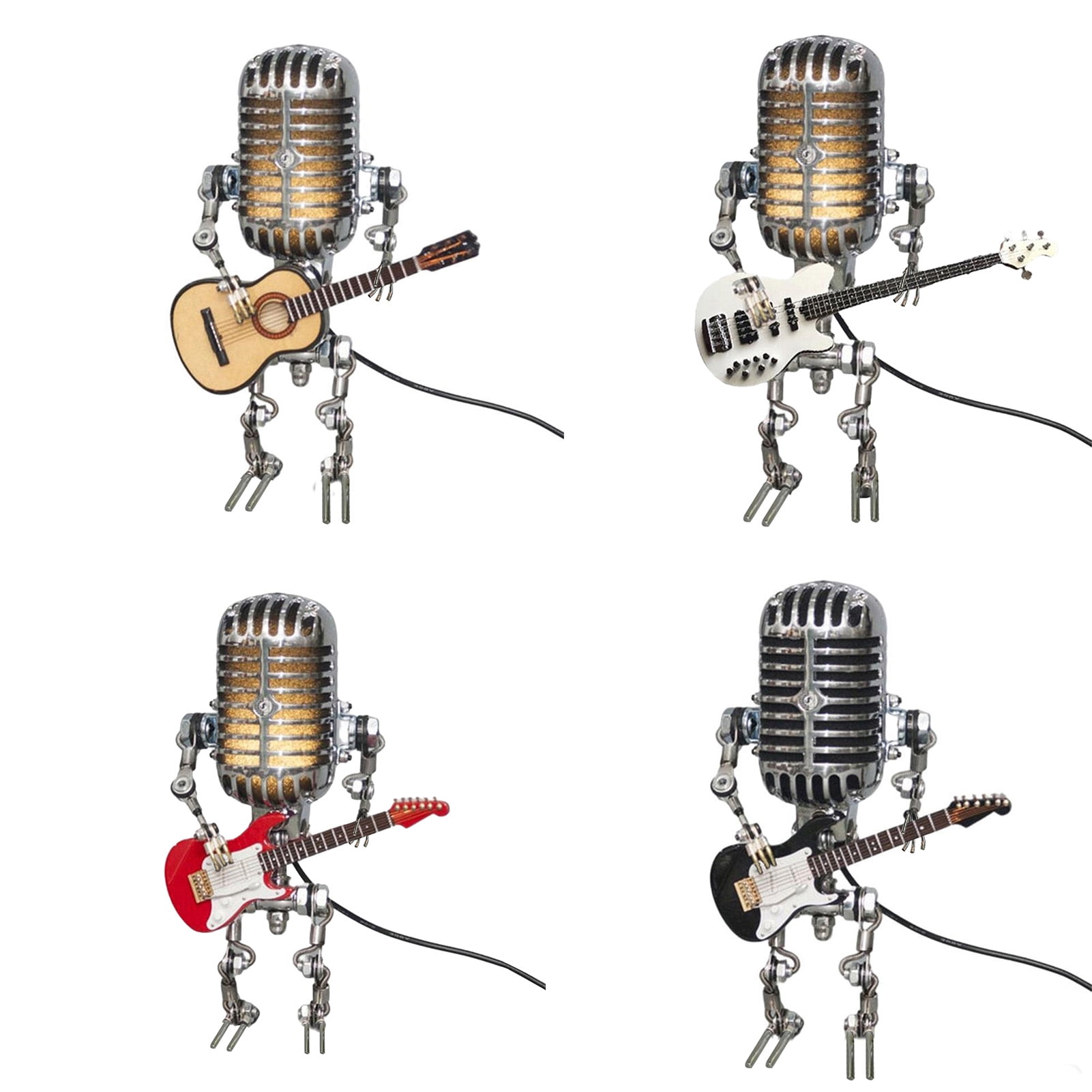 Archer Robot Lamp Retro Microphone Head Iron Guitar Playing Robot