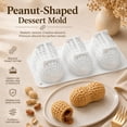 thumbnail image 4 of Peanut Shape Silicone Baking Mold 3 Cavity, Non-Stick Chocolate Candy Cake Mold, Flexible Easy Release Kitchen DIY Tray White Peanut, 4 of 16
