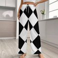 thumbnail image 2 of Black And White Harlequin Pattern-1 Pajama Pants Loose Pajamas Female Breathable Home Trousers Leisure Sleeping Pants Large Size, 2 of 6