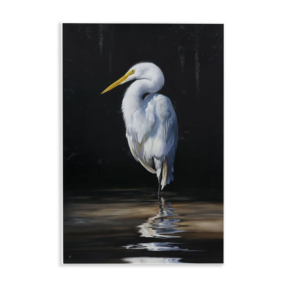 Stupell Industries Balancing Egret Bird Animals Painting Unframed Art Print Wall Art, 10 x 15