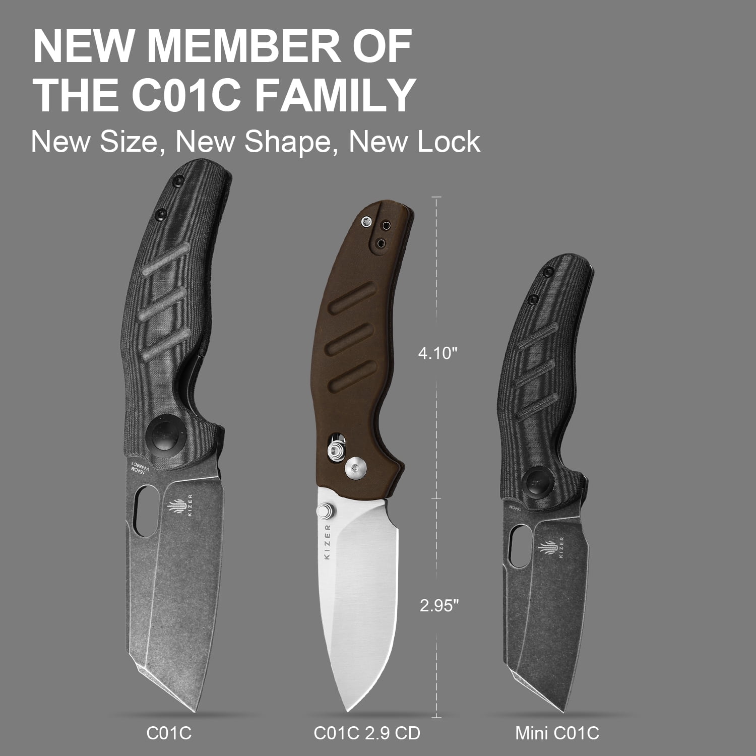 Kizer C01C 2.9 CD Folding Pocket Knife Nitro-V Blade Micarta Handle V3488.29CDA1