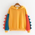 thumbnail image 4 of Women's Casual Loose Color Block Long Sleeve Dinosaur Hoodies Pullover Tops Hooded Sweatshirt, 4 of 4