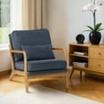 thumbnail image 2 of AFO Modern Upholstered Accent Chair with Solid Wood Frame and Lumbar Pillow, Blue, 2 of 6