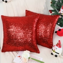 PiccoCasa 2 Pcs Sparkling Sequin Throw Pillow Covers 18" x 18'' Red