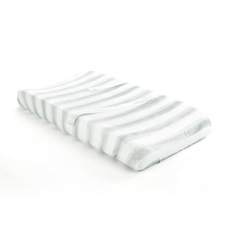 UPC: 0194938032087 | Watercolor Stripe Soft & Plush Changing Pad Cover Gray Single 16X32X5