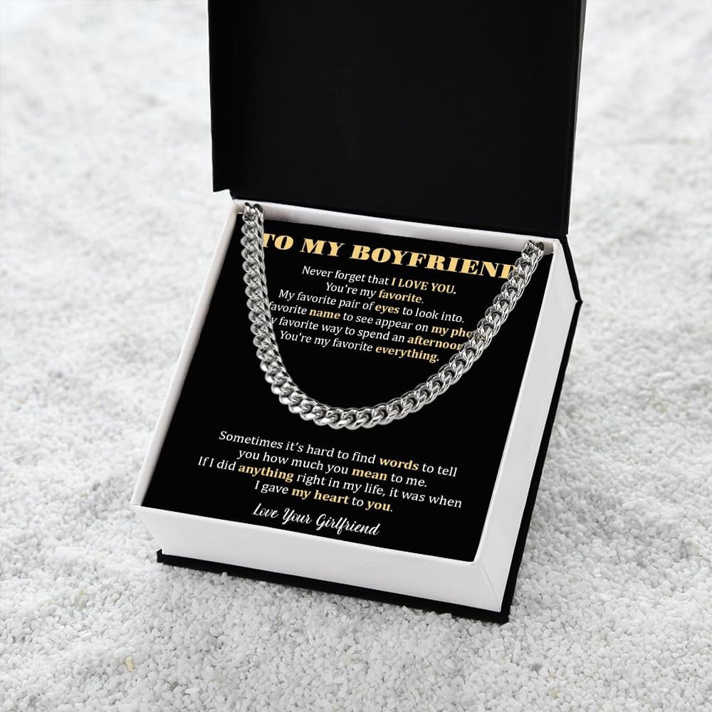 Promise Necklace For Him, Promise Necklace Gift For Boyfriend, Birthday Valentines Jewelry Gifts For Man, Husband Necklace From Wife, Cuban Chain Necklace, Anniversary Necklace For Boyfriend