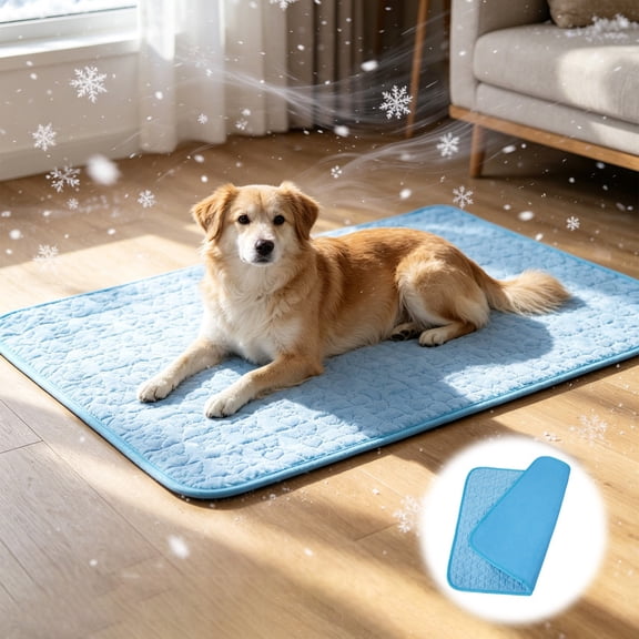 Pet Ice Cooling Mat, Breathable Summer Sleeping Cushion, Non Slip Washable Cold Pad Bed for Dogs Cats, Kennel Sofa Floor, Indoor Outdoor Use, 11.81" x 15.75", AKLJWH