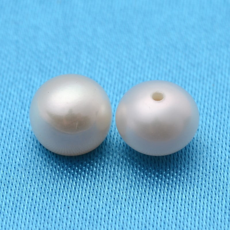 104 pc Grade AA Natural Cultured Freshwater Pearl Beads Half Drilled Hole Half Round White 6.5~7x5~6mm Hole: 1mm Pearl