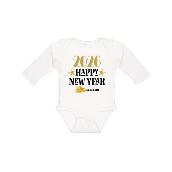 Inktastic 2026 Happy New Year Boys or Girls Long Sleeve Baby Bodysuit