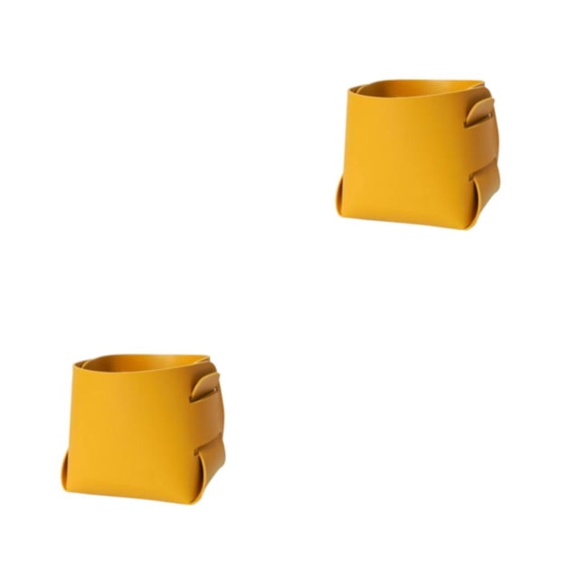 Matsuzay DIY pen holder easy to carry desktop box storage DIY handmade minimalist desktop storage office pen leather storage amarillo 9*9*10 CM 2piezas