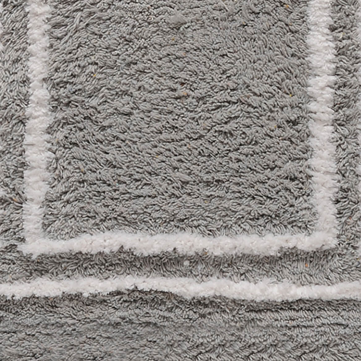 Cotton 3-Pc. Bath Rug Set - Seal Gray Design, Plush, Absorbent, Non-Slip Bathroom Mats - Stylish White Trim - Includes Bathroom Rug, Contour Rug, and Toilet Lid Cover - Transform Your Bathroom Décor