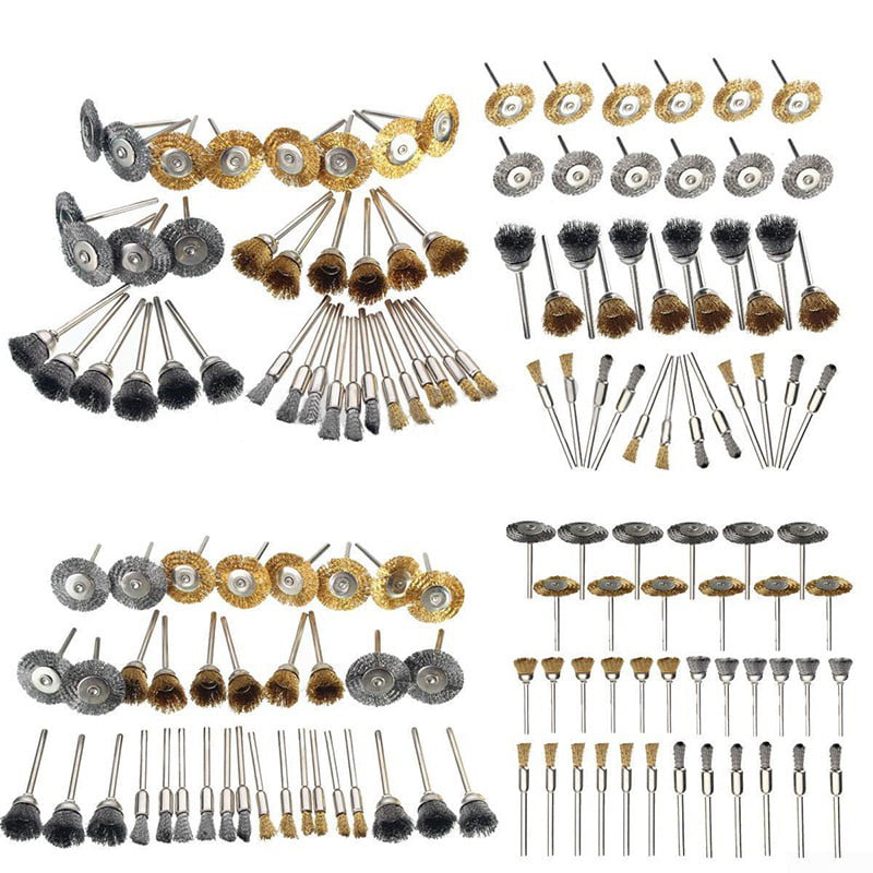 36X Wire Steel Brass Brushes Polishing Brush Wheels Set for Dremel Rotary Tool 