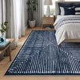thumbnail image 2 of Bloom Rugs Washable Non-Slip 8' x 10' Rug - Blue Striped Area Rug for Living Room, Bedroom, Dining Room, and Kitchen - Exact size: 8' x 10', 2 of 10