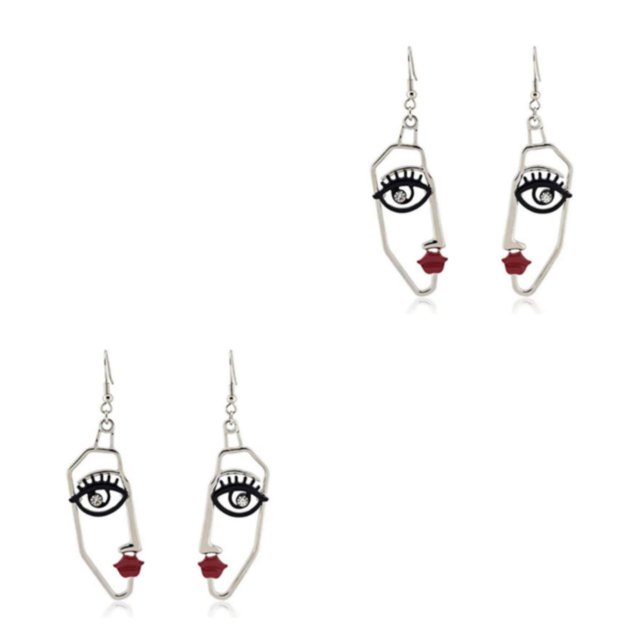 Destyer Trendy Dainty Face Dangle Drop Earrings - Add Touch Of Elegance To Look With These Dainty Drop Earrings Stylish silvery 2Set