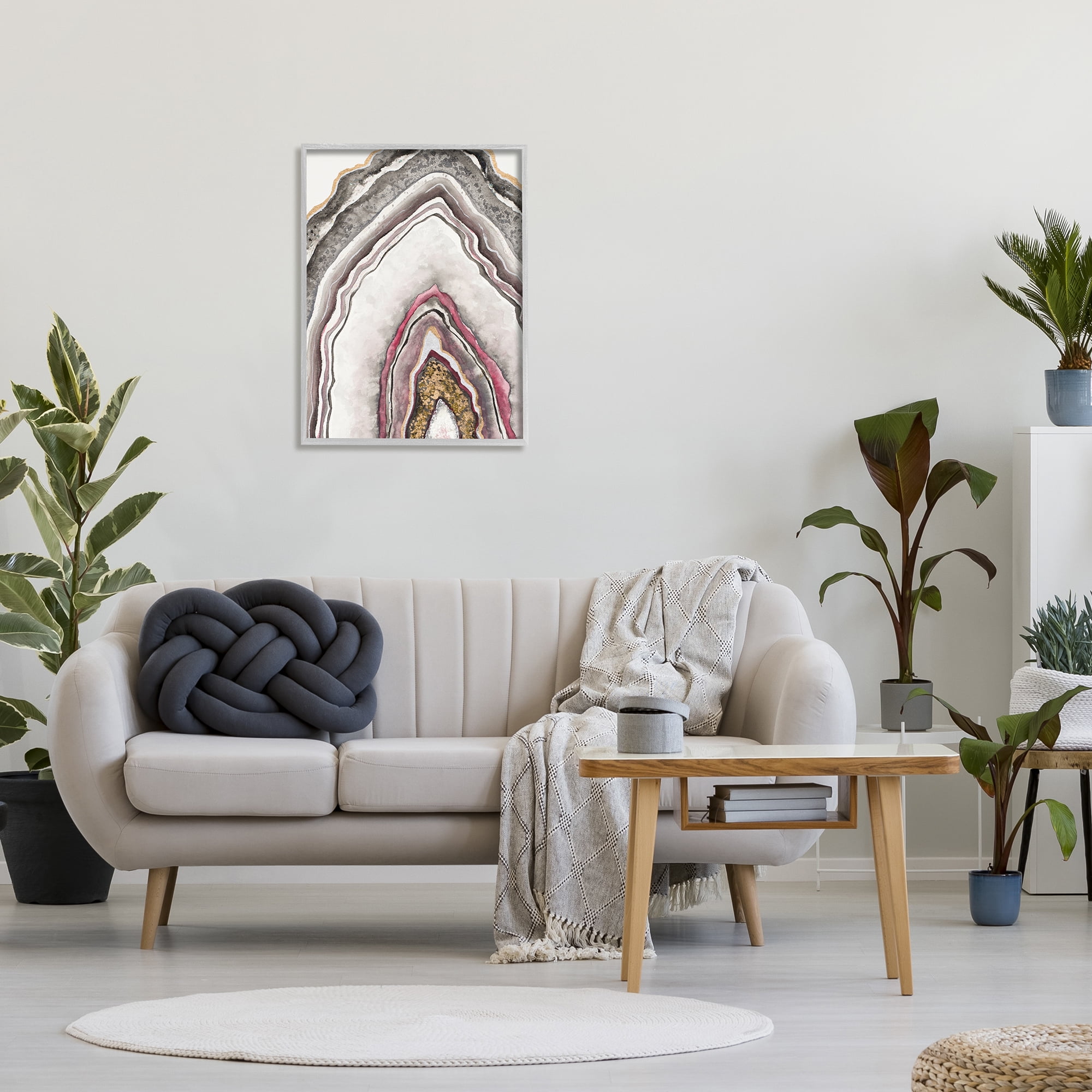 Stupell Industries Pink Neutral Geode Rock Arch Pattern Abstract Painting Framed Art Print Wall Art, 24x30, By Tiffany Hakimipour