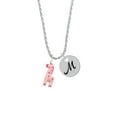 thumbnail image 2 of Delight Jewelry Resin Pink Geronimo the Giraffe Silvertone Script Initial Disc - M - Charm Necklace, 20"+3", 2 of 4