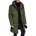 thumbnail image 2 of Men's Winter Large Size Loose Casual Long Quilted Down Jacket with Thickened Windproof Warm Full Zip Hooded Design for Outdoor Clothing and Holiday Season Wear,Green,XL, 2 of 7