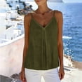 thumbnail image 5 of TGSLY Deep V Neck Linen Tank Tops for Women Lightweight Front Pleated Detail Sleeveless Vest Loose Fit Dressy Casual Adjustable Spaghetti Straps Solid Color Camisole S, 5 of 9