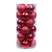 Set of 24 Mini Shatterproof Christmas Balls Tree Ornaments Party Decoration, 3cm/1.18" (Red)