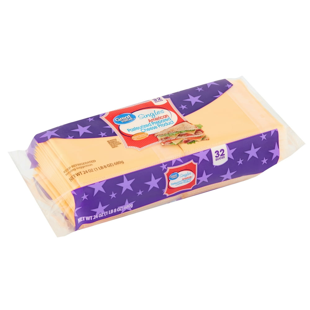 Great Value Singles American Pasteurized Prepared Cheese Product, 32