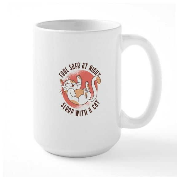 CafePress - Sleep With A Cat Mugs - 15 oz Ceramic Large White Novelty Mug