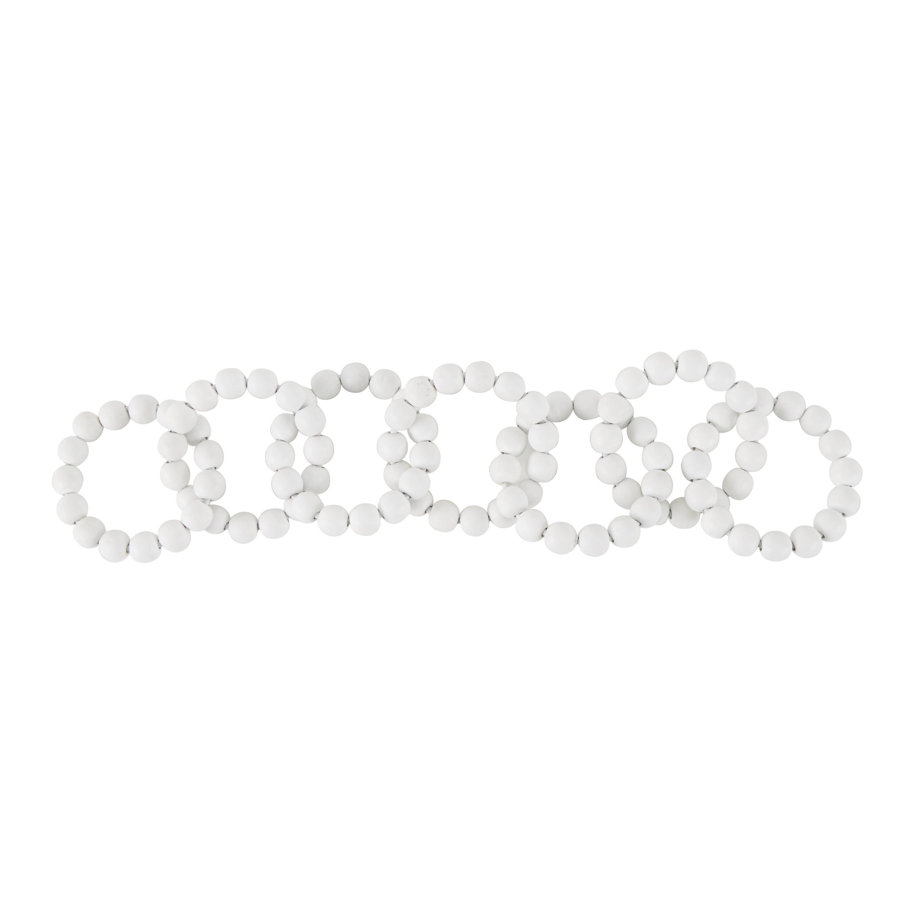 20" x 2" White Wood Beaded 7 Link Chain Sculpture, by DecMode