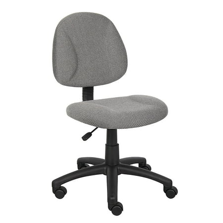 boss office products b315 gy perfect posture delux fabric task chair without arms in grey