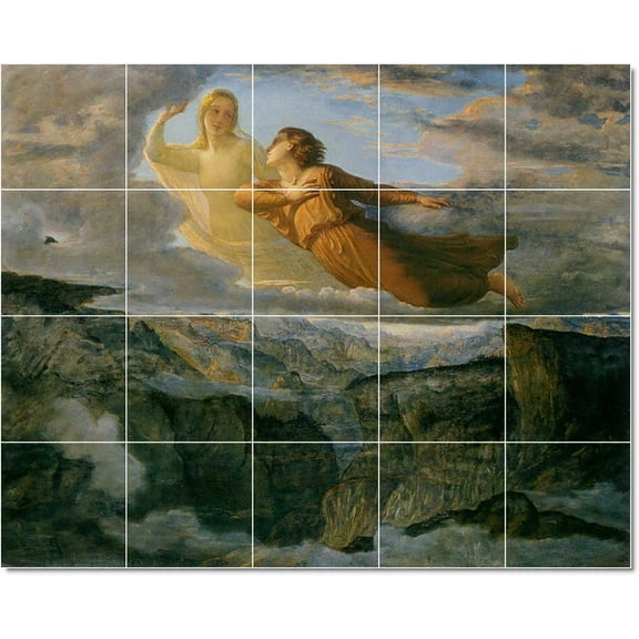 Ceramic Tile Mural-Louis Janmot Angels Tile Mural Modern Interior Renovations. 21.25" w x 17" h using (20) 4.25 x 4.25 ceramic tiles
