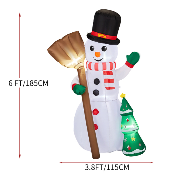 Christmas Inflatable Snowman, 3 LED Lights, Weatherproof Polyester, Quick Setup for Yard, Garden, Indoor
