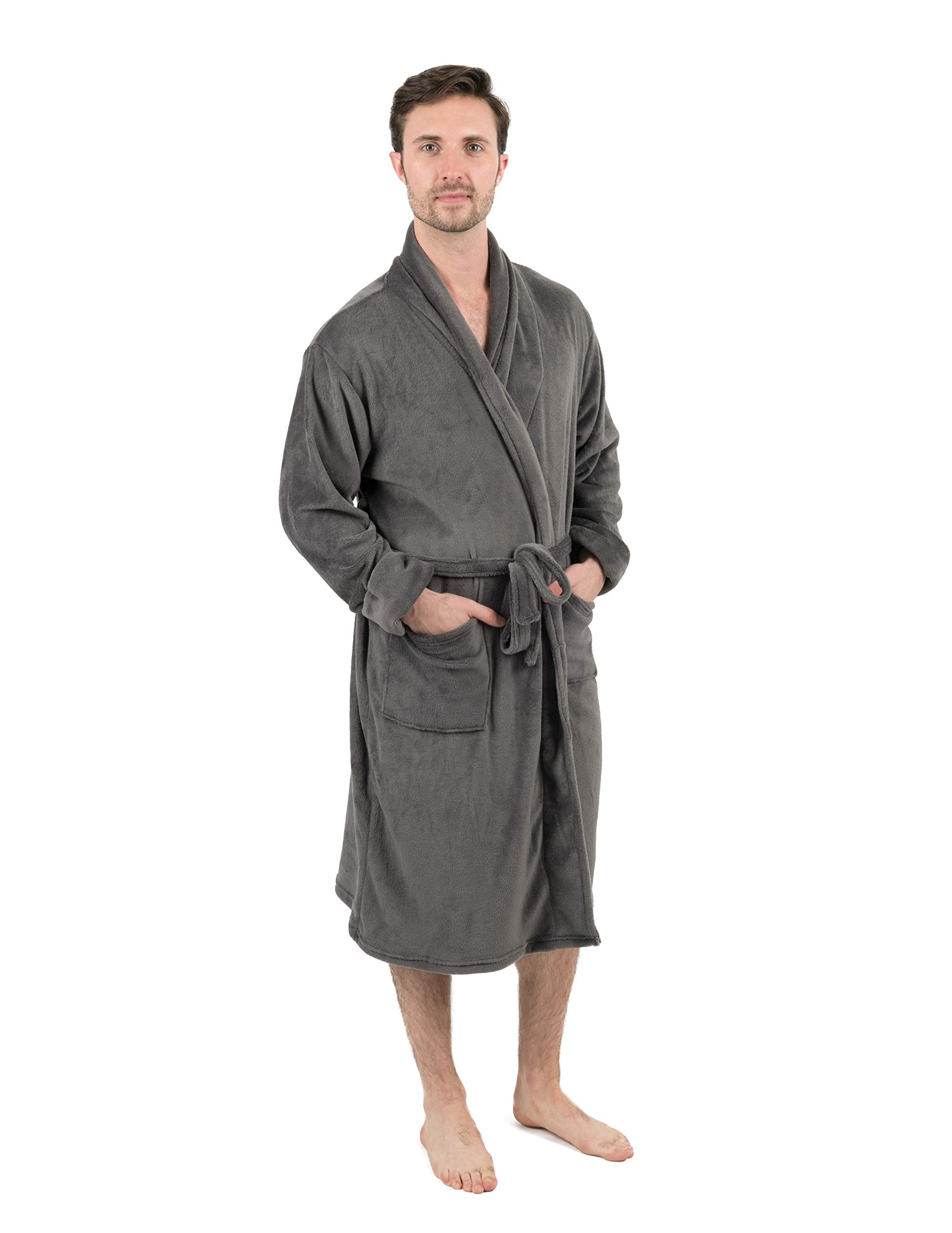 Leveret Leveret Mens Robe Soft Micro Fleece Plush Shawl Collar
