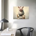 thumbnail image 4 of Orinice  Farm Animal Aesthetic – Chicken Standing On Smiling Pig Canvas Printing  Ideal For Decorating Living Room Bedroom Bathroom And Office Spaces  Unframed 16x12in, 4 of 6