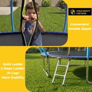 Mersco 12FT/14FT Kids Trampoline, ASTM Certified Heavy Duty Outdoor Trampoline with Safety Enclosure Net and Ladder for Backyard Family Fun, Pumpkin Trampoline SPACE