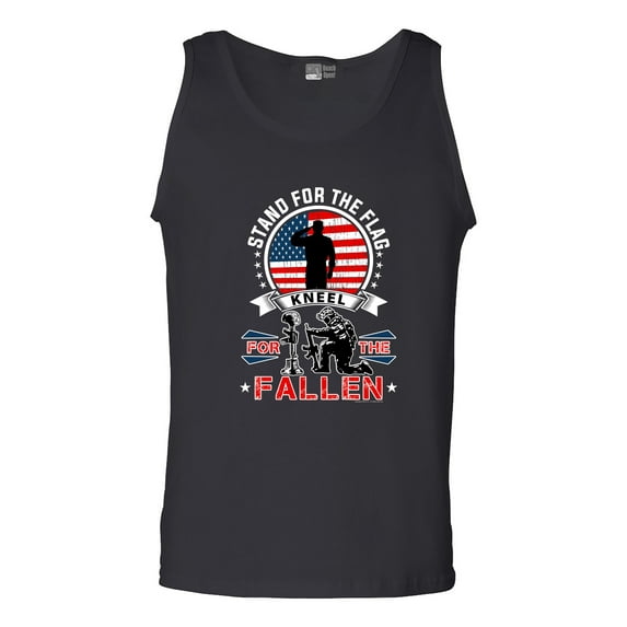 I Stand For The Flag Kneel For The Fallen USA Patriotic DT Adult Tank Top