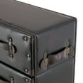 thumbnail image 6 of DecMode 32" x 28" Black Wood Vintage Faux Leather Chest with Rivets and Straps Detailing, 1-Piece, 6 of 15