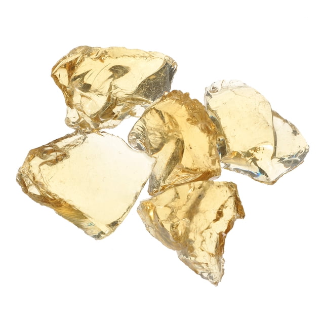 Uxcell Fire Glass for Fire Pit, 1.97"-3.15" High Luster Reflective Glass Rocks, Yellow