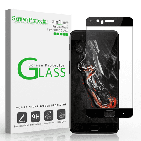OnePlus 5 amFilm Full Cover Case Friendly Tempered Glass Screen Protector (1 Pack, (Best Oneplus 3 Tempered Glass)