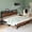 Rustic Brown, variant on VanAcc Metal King Size Bed Frame with 2-Tier Storage Headboard and Charging Station, Light Brown