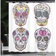 thumbnail image 3 of Ambesonne Sugar Skull Shower Curtain, Colorful Mexican, 69"Wx84"L, Multicolor, 3 of 4