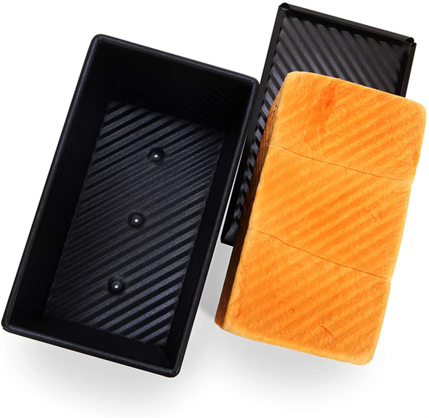 Kepooman Kitchen Carbon Steel Toast Box with Lid for Baking Bread, Black Kepooman Kitchen Carbon Steel Toast Box with Lid for Baking Bread, Black