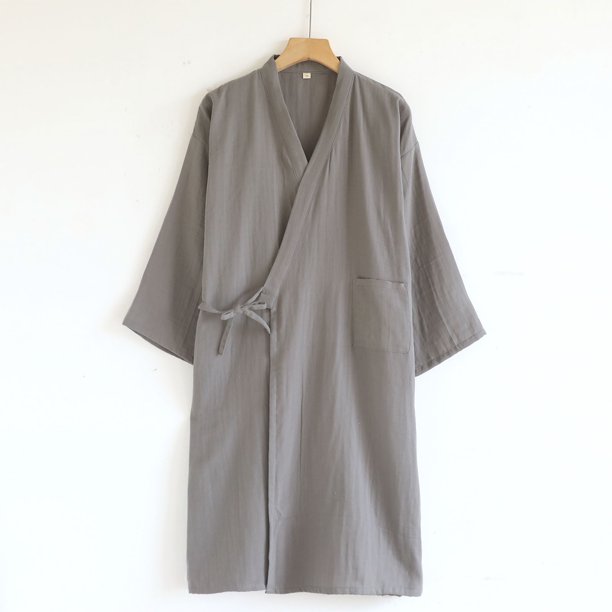 Batas casuales de verano para hombre, con bolsillo, manga larga, cuello en V, tirantes finos y transpirables, para casa, pantalones de poliéster