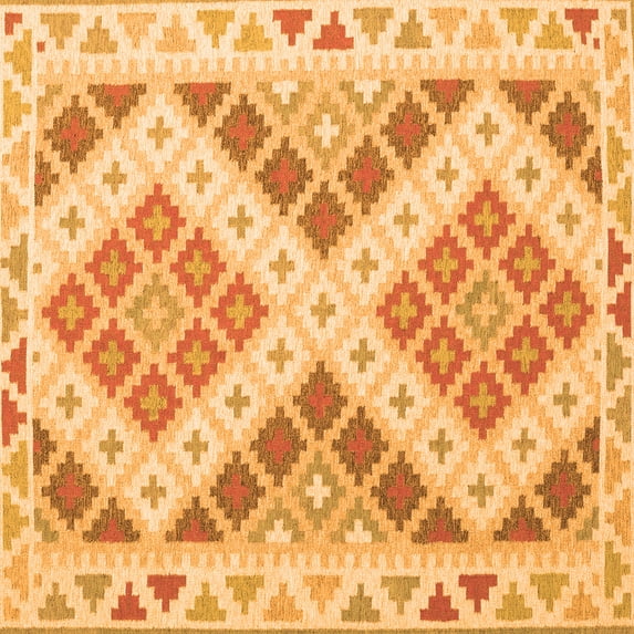 Ahgly Company Indoor Square Southwestern Orange Country Area Rugs, 4' Square