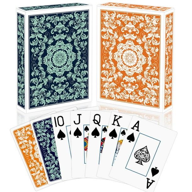 Metsyth Naipes Baraja de cartas Naipes Paquete de 2 cartas de póquer Juego profesional Índice gigante Naipes con impresión grande para adultos Personas mayores Juegos de cartas para juegos familiares
