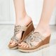 thumbnail image 1 of Mujeres damas cristal cuñas gruesas peep toe sandalias zapatillas zapatos Wmkox8yii  ytu2162, 1 of 9