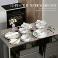 thumbnail image 3 of Vesteel 12-Piece Dinnerware Set, Ceramic Plates and Bowls Set for 4, Speckled Stoneware Dishes Set for Family, Microwave & Dishwasher Safe - Speckled White, 3 of 11
