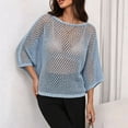 thumbnail image 2 of WULMLEO Crochet Tops for Women Summer Beach Swim Cover Ups Knit Beach Cover Up Short Sleeve Hollow Out Shirts Blue M, 2 of 5