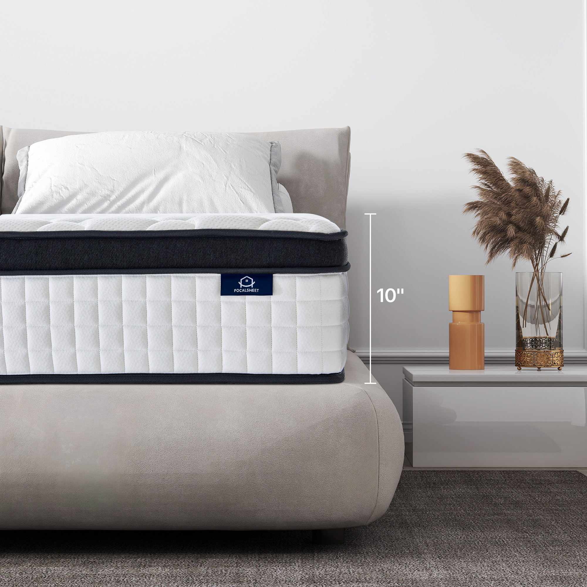 Focalsweet 12" Queen Hybrid Mattress with Euro Top for Adult and Kids