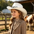 thumbnail image 2 of Ccpelsie Kids Cowboy Hat for Boy and Girl Classic 2-14 Years Cowboy Cowgirl Hat with Buckle Belt White,3-15 Years, 2 of 9