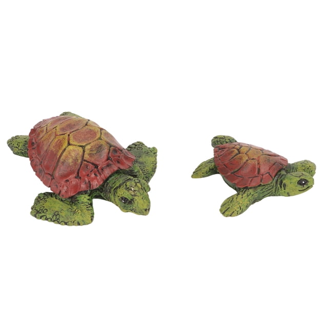 Estatuas de tortuga de resina con revestimiento resistente a los rayos UV, estatuilla de tortuga para decoración de jardines y patios, 2 uds.